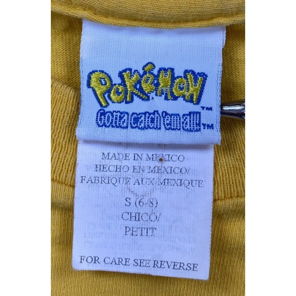 Vintage Pokemon Ash 2000 Nintendo Long Sleeve T-Shirt Yellow Small (6-8)‎